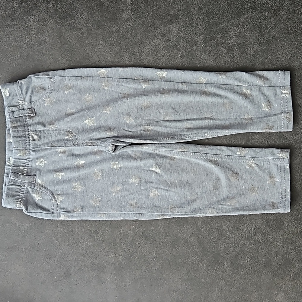 Girl's Gray 2pc Shirt and Pants Set Silver Stars 2T - Picture 6 of 10